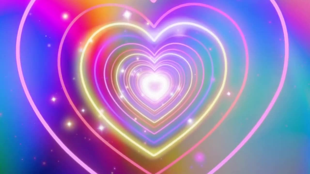 660. Neon blue Lights Love Heart Tunnel💜Purple Heart Background Neon Heart