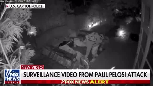 Paul Pelosi surveillance footage.(sleeping bag? And a back pack?)