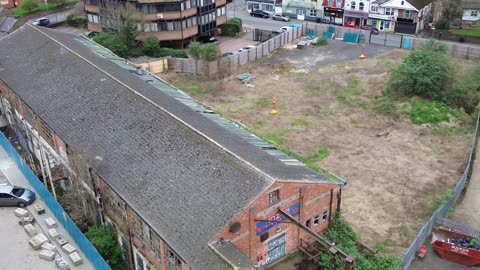 High Wycombe Old Derelict Furniture Shop Building - Drone Footage