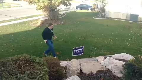 They electrified their Trump sign; libtard pays the price.