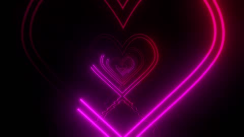 650. Neon Heart Stroke Abstract Background - Motion 4k Screensaver