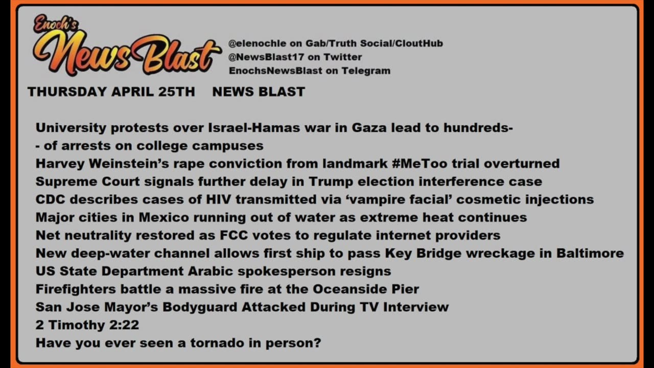 Thursday, April 25, 2024 News Blast