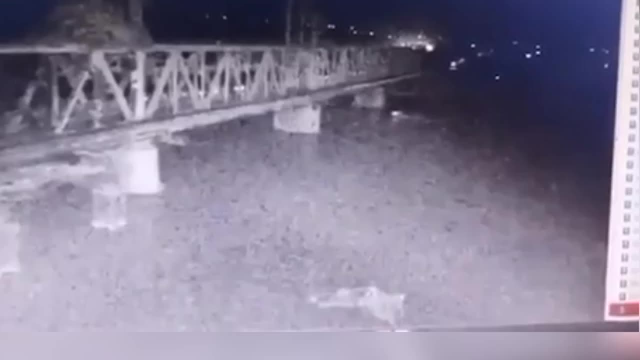 Moment Russian drone boat smashes key Ukrainian bridge