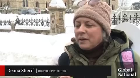 Blue haired anti protester attacking people in Ottawa