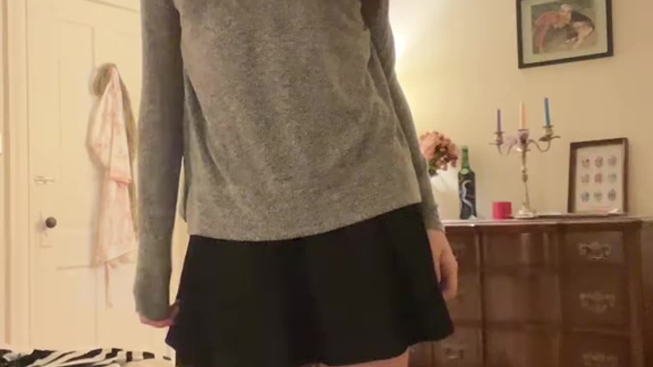 tgirl testing all the clothes of her