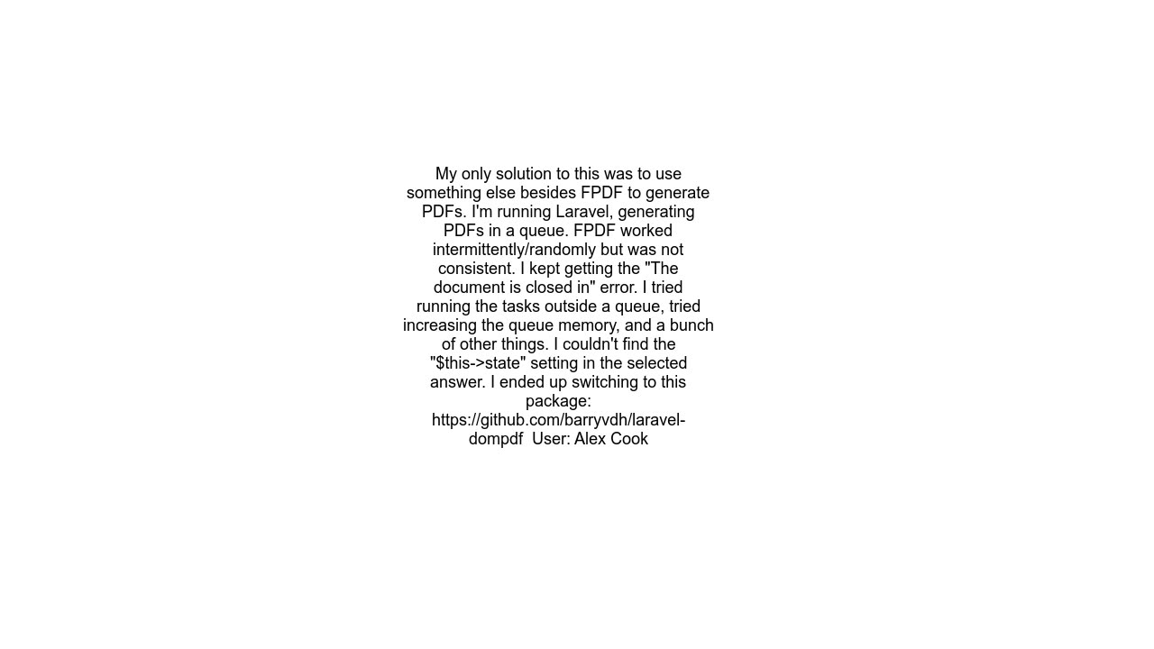 FPDF error The document is closed in