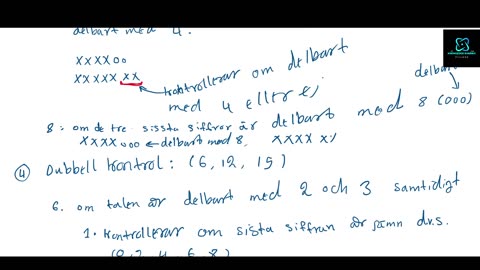 Division: Part 1: Delbarhets Regler för: (2, 3, 4,5, 6, 7, 8, 9, 10, 11,12, 15)