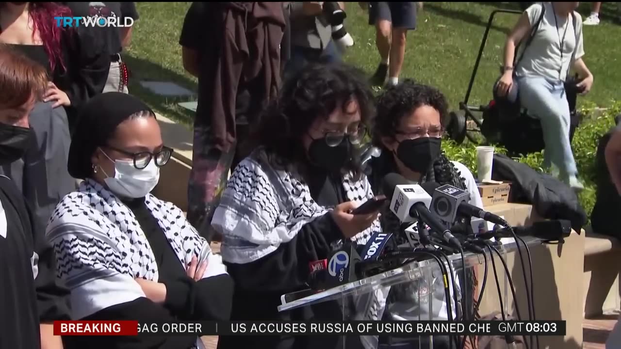 Police mass near UCLA protest camp, a day after violent clashes