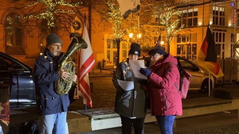 Greifswald - kleine weiße Friedentaube . Menschen- und Friedenskette 18-11-2024