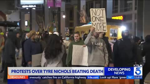Protesters congregate in Hollywood.