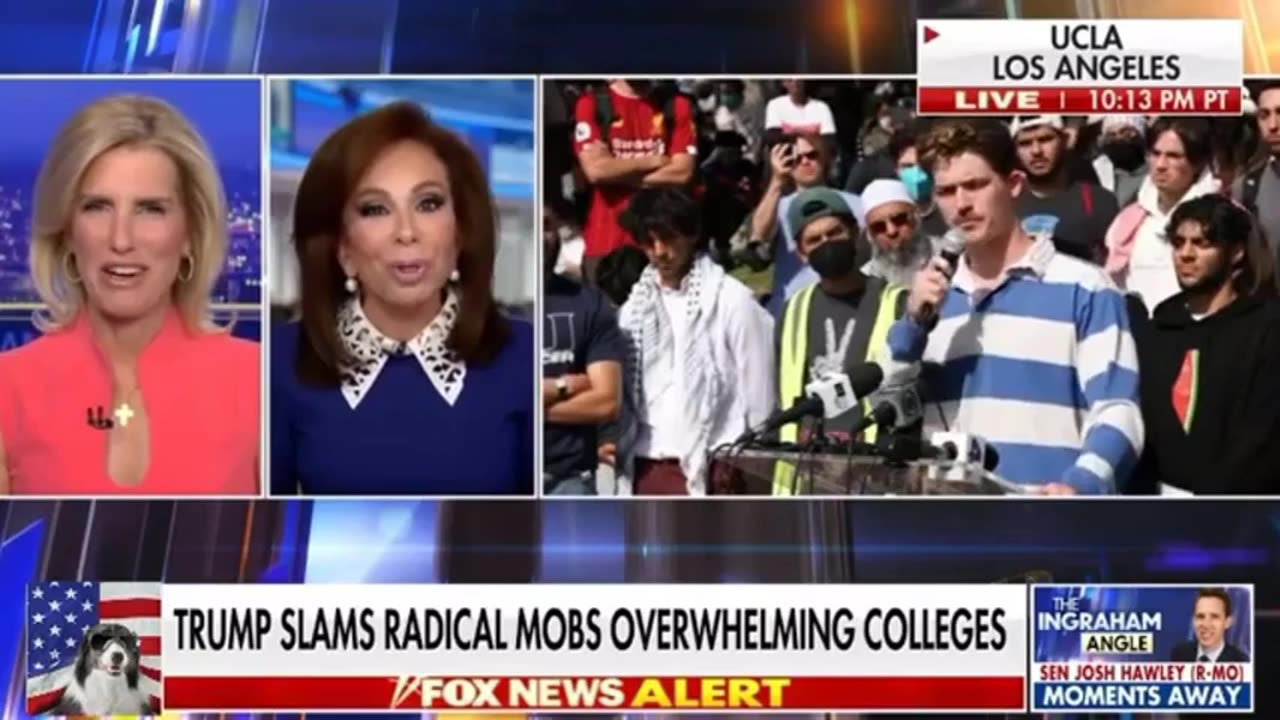 Ingraham Angle May 1 2024 UCLA HAMAS/Palestine/Israel Protest/Riot/Fight Jeanine Pirro, Bill Melugin