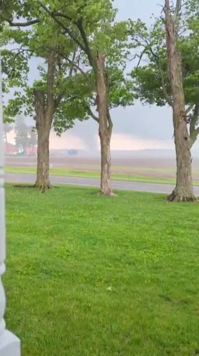 A tornado was spotted moving across the ground in Mendon, Mich