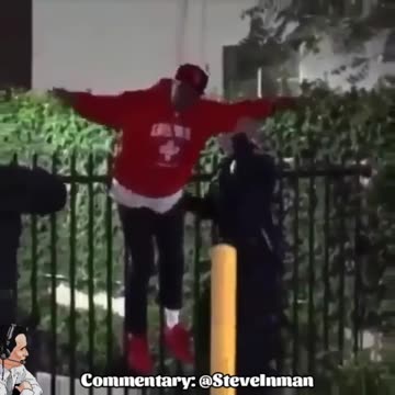 Instant Justice: Suspect gets stuck on a gate
