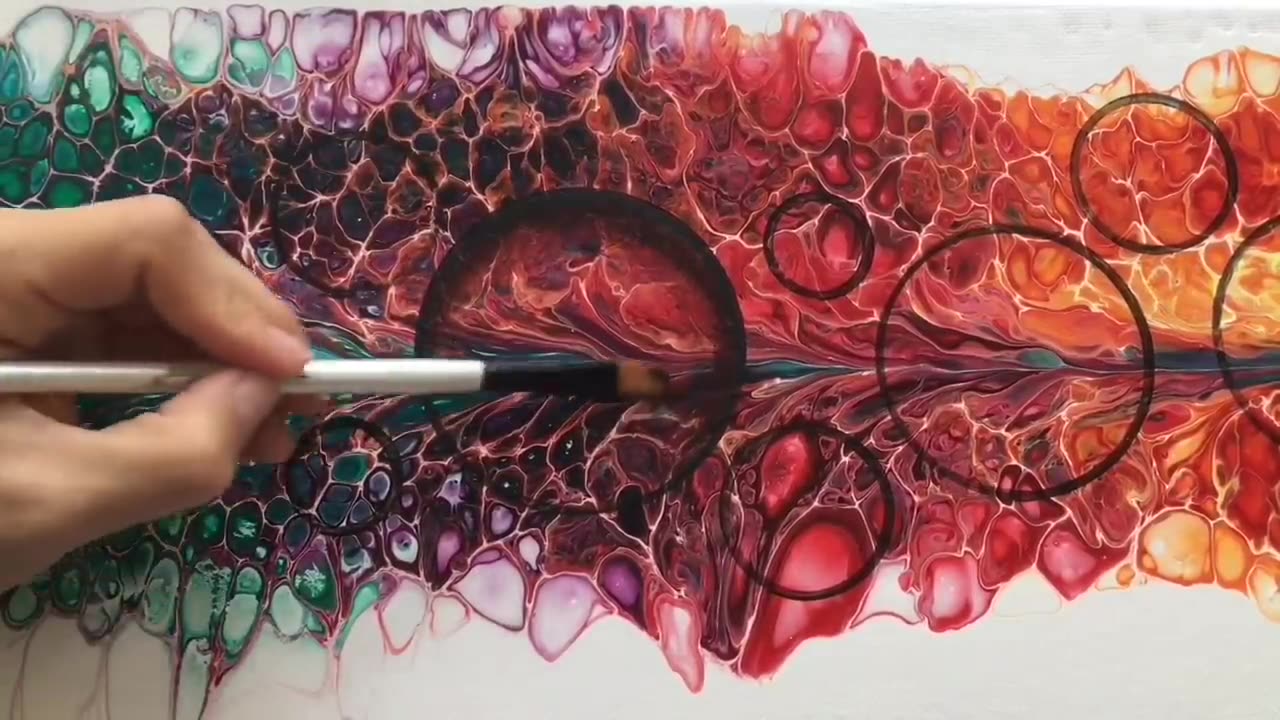 #083 3D Rainbow Waterdroplets Acrylic pour painting tutorial