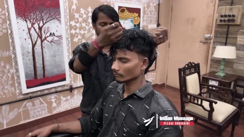 Master Cracker's Friend Performing Strong Head and Face Massage _ Indian Massage