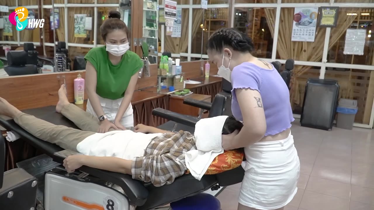 The dedicated service of two girls in the massage barbershop will make you feel younger