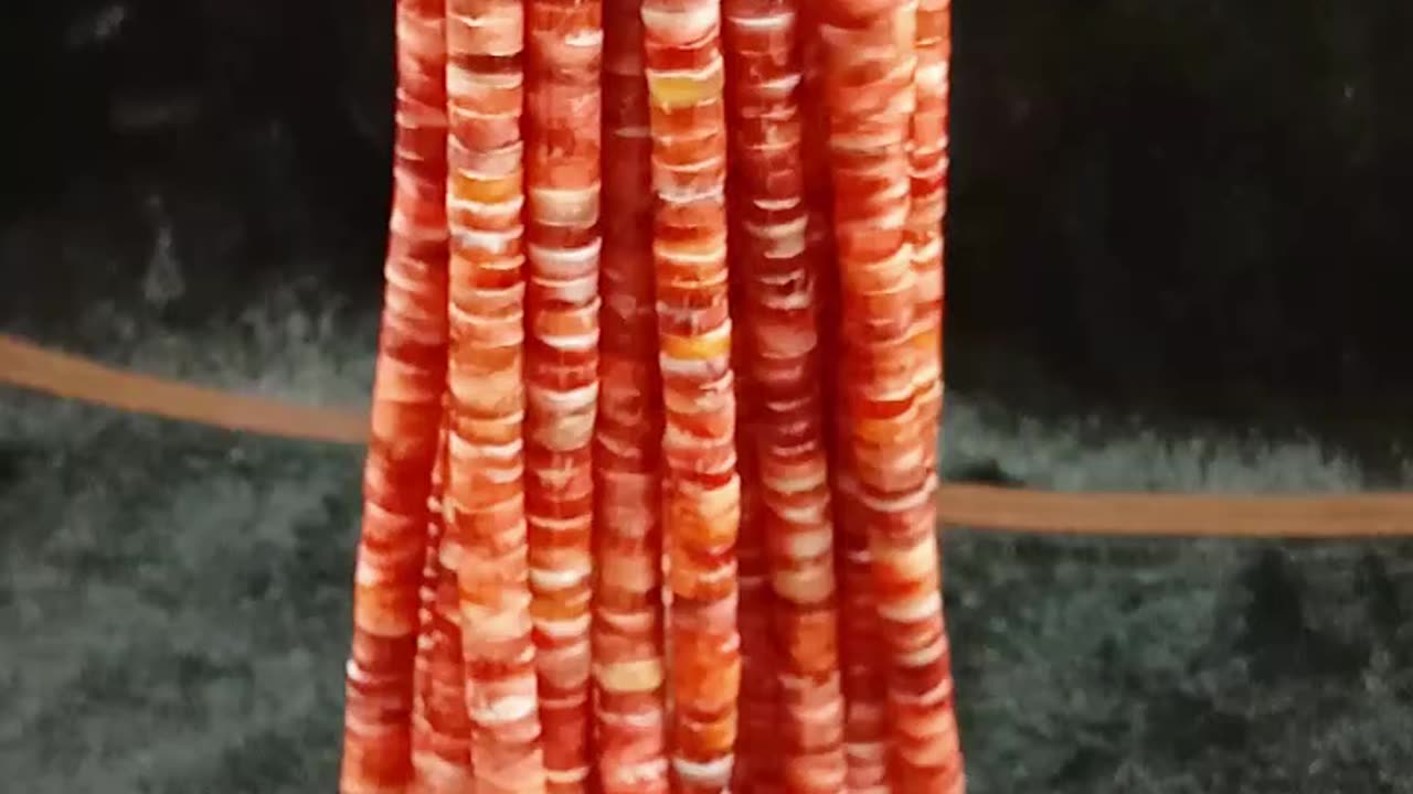 Orange and red spiny oyster heishi beads size 6mm full strand 16inch for making Jewelry