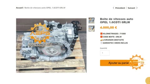 AEPSPIECES.COM - Boite de vitesses auto OPEL 1.6CDTI 6RLW