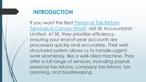 Best Personal Tax Return Services in Canary Wharf