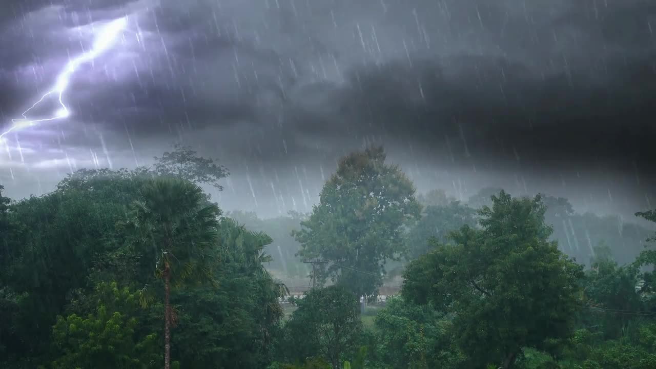 Fall Asleep Fast to Heavy Rain and Distant Thunder