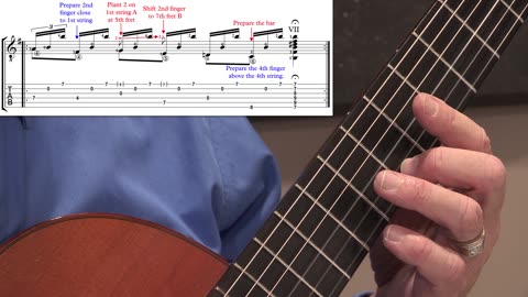 Technique Left-Hand, Part I. Video 26: m24 to B major bar chord of m25, Option A