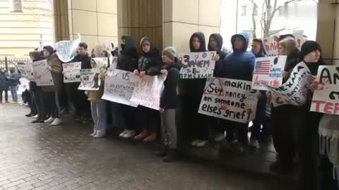 America makes money on war!", "America is a terrorist state!"