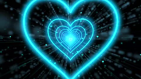 792. Heart Tunnel Background💙Blue Neon Heart Background Heart Heart