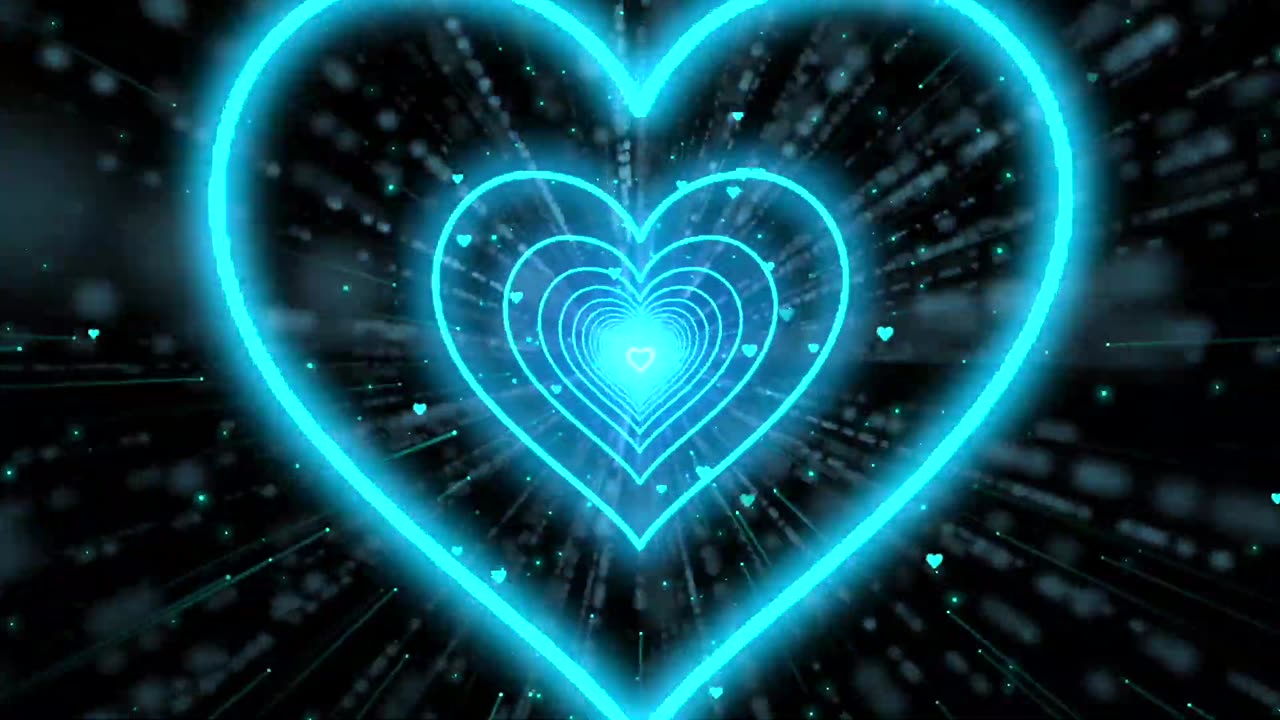 792. Heart Tunnel Background💙Blue Neon Heart Background Heart Heart