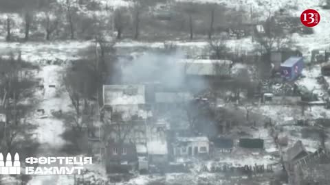 ARTILLERY FIRE HITS Russians collecting ammunition in civilian houses in Bakhmut along with depots
