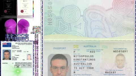 PASSPORT + CT scan + Flag art (BLUE STEEL) + Windows icons + AČE-20 alphabet (10s*20fps)