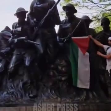 American Flag Burns at 107th infantry war memorial During ‘Day of Rage’ Protest in NYC
