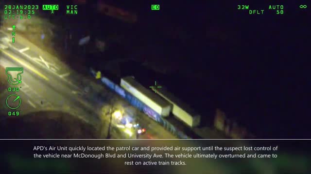 Officer Pull Suspect From Stolen Police Car Moments Before It Gets Struck By A Train In Atlanta