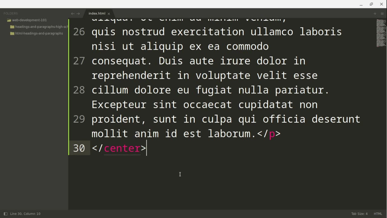 HTML Headings and Paragraphs High School Project