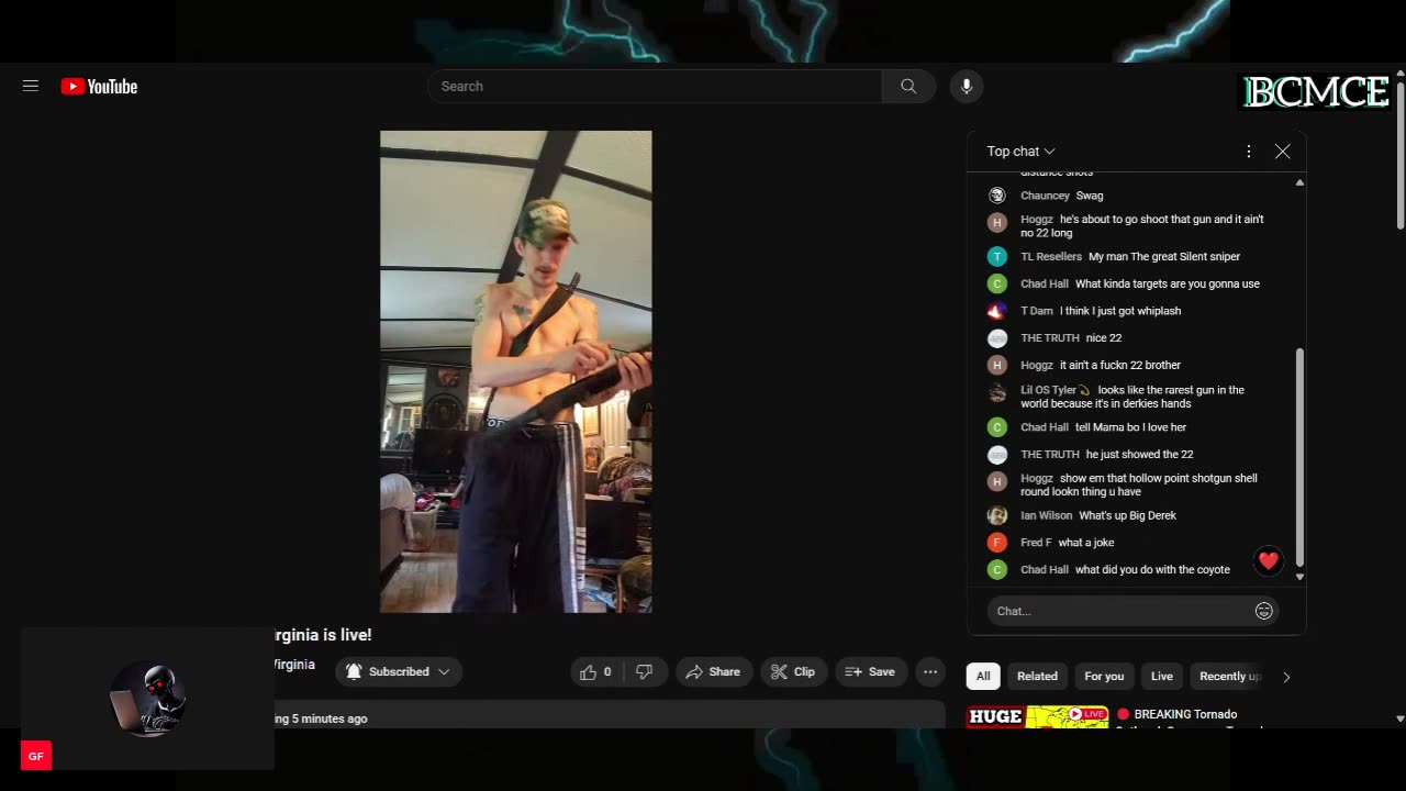 Derek Derkie Castle YouTube Live 5/8/24 Fires the AK in the house