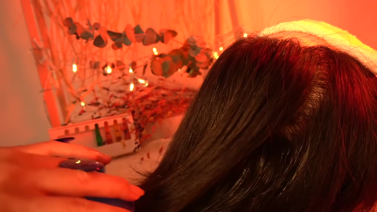 [ASMR] Autumn Cozy Scalp & Hair Care | Vitamin Booster, Hair Brushing, Scalp Scratching | No Talking
