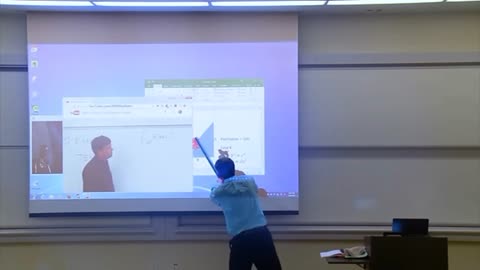 Maths professor cleans the board.