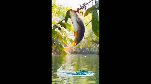 Amazing Fish Jumping On the Pond