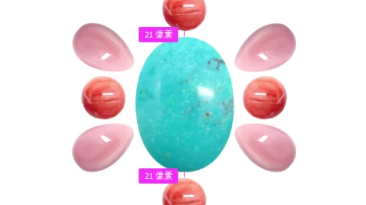 Natural turquoise oval cab and pink opal pear cab spiny oyster round cabochon colorful cabs