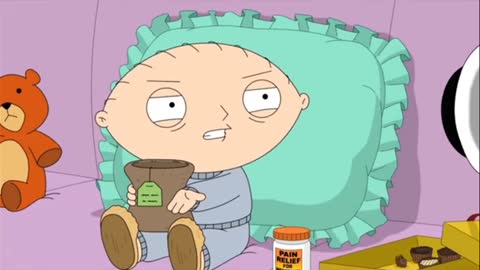 Stewie gives the dog the smoke.