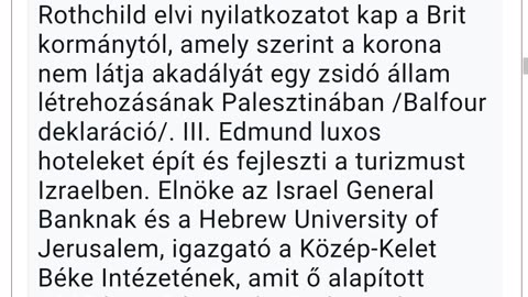 IZRAEL. A rothcildok közreműködése a cionista Izrael létrejöttében