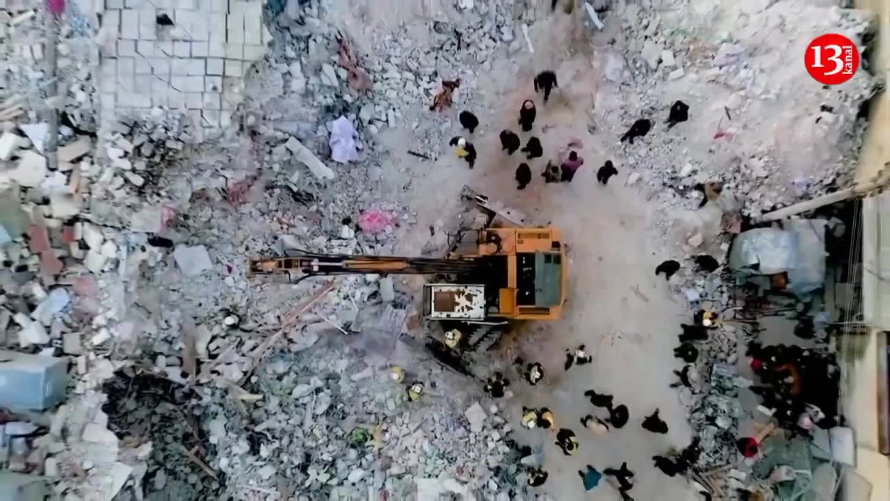 Drone footage shows rescue operations underway in Syria's Idlib