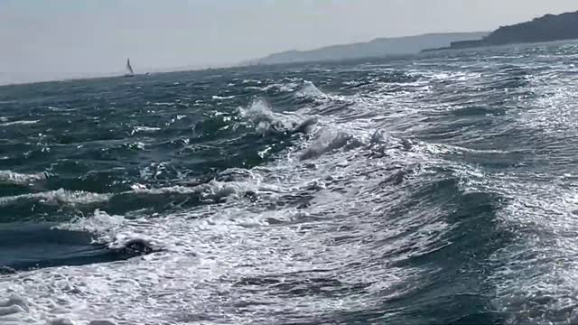 Shakti - Cruising past Hurst Castle on the way back to Poole