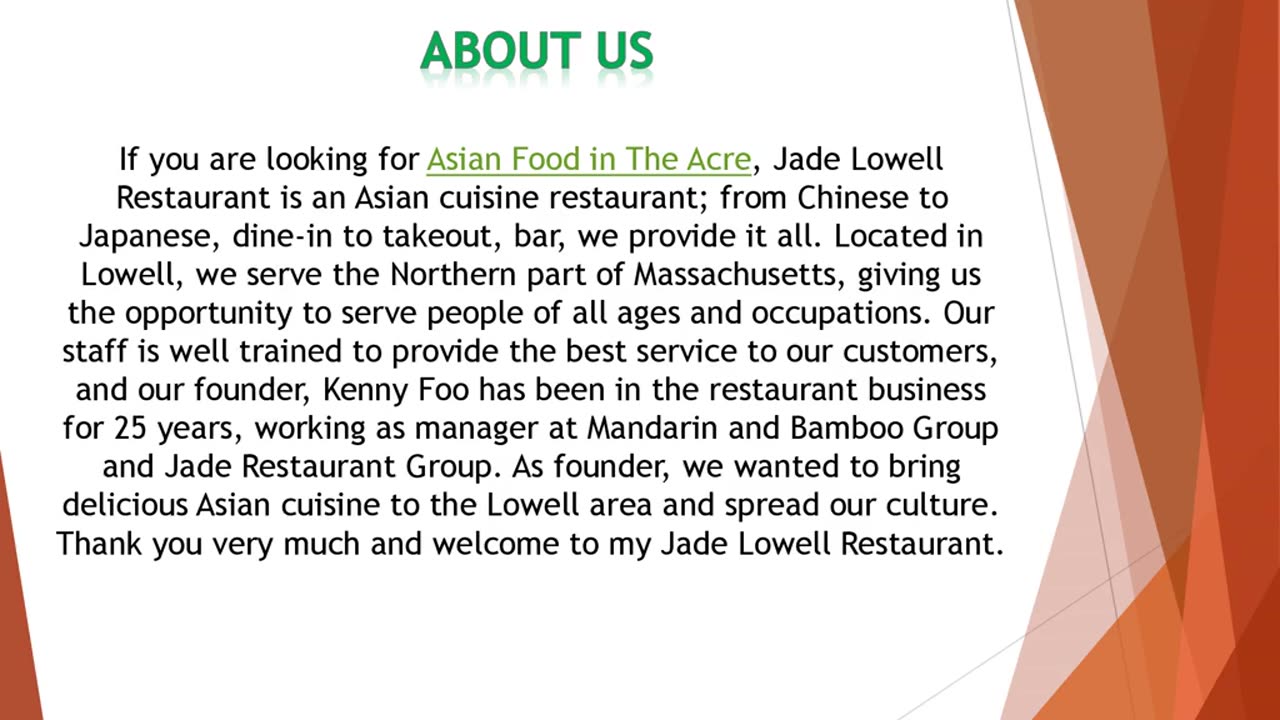 If you are looking for Asian Food in The Acre