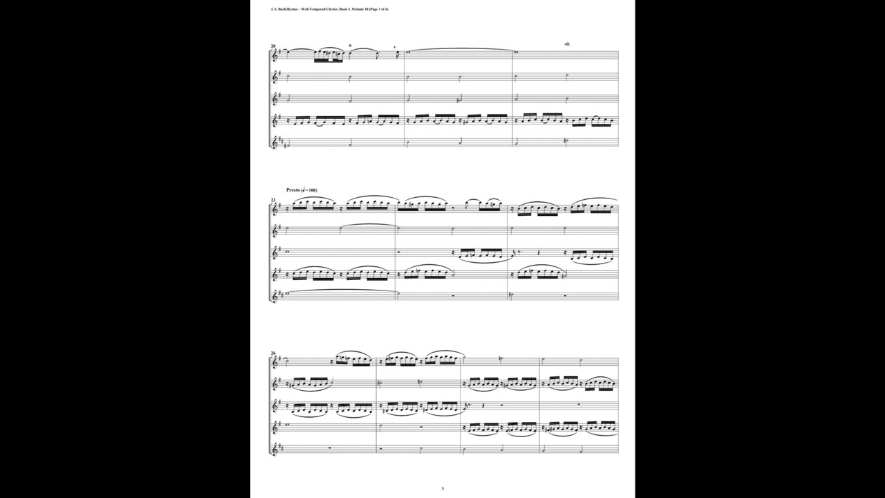 J.S. Bach - Well-Tempered Clavier: Part 1 - Prelude 10 (Clarinet Quintet)