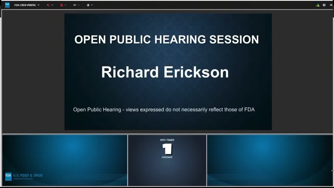 Richard Erickson FDA Testimony