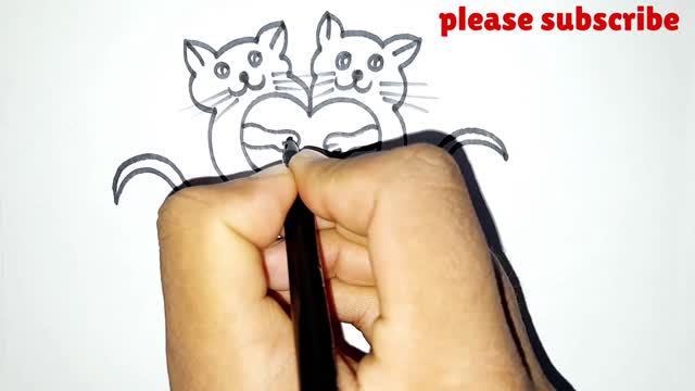 How To Draw A Cat From Heart l Drawing Pictures l Cat Drawing Step By Step l Easy Drawing Tutorial