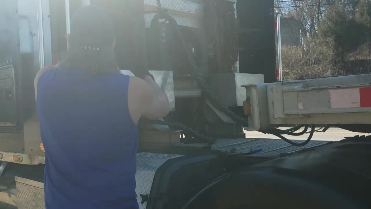 TRUCKER DISGUSTED WITH PEOPLE WHO DUMP THEIR TRASH WHERE HE PARKS HIS TRAILER!