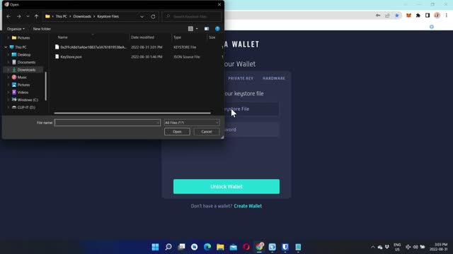 Walkthrough of Creating a Keystore File to Access a Theta Web Wallet