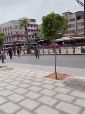 Muslim with knife attacks people in Morocco and police put him down like a wild animal.mp4