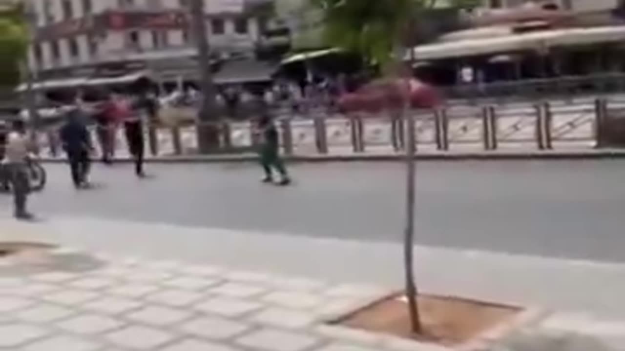 Muslim with knife attacks people in Morocco and police put him down like a wild animal.mp4